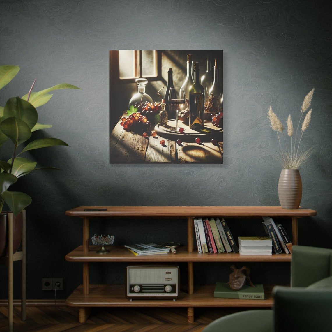 Wine Bottles Grapes Decanter Window Light Rustic Still Life Poster - Image 4