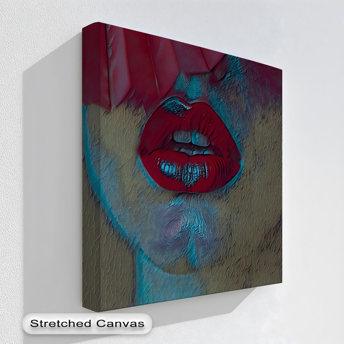 Bold Red Lips Pop Art Moody Abstract Modern Fashion Closeup Print