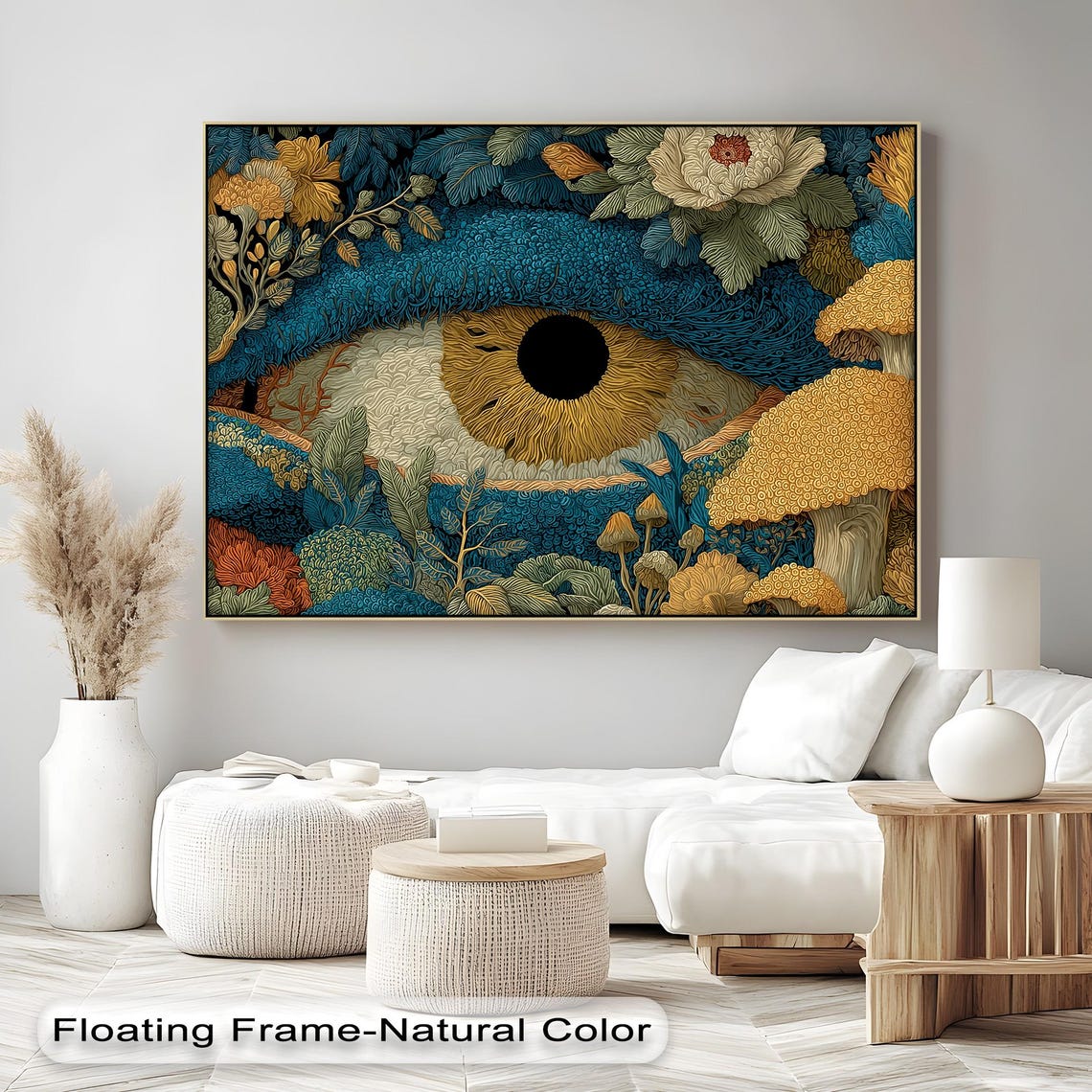 Giant Botanical Eye Surreal Forest Macro Teal Nature Art Poster