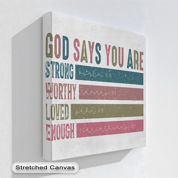 God Says You Are Canvas Art Scripture Christian Decor With White Floating Frame