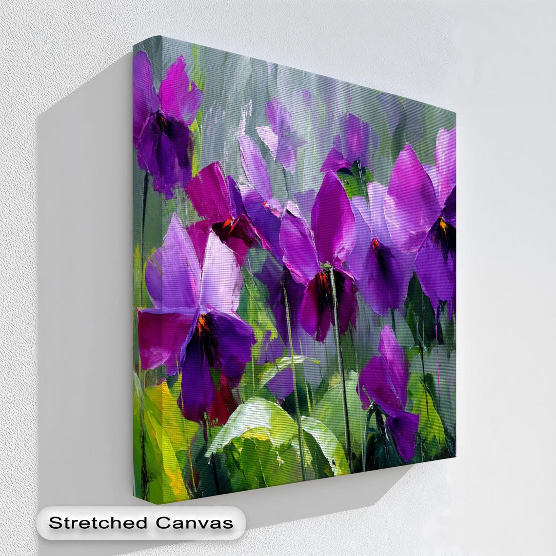 Purple Violet Flowers Impressionist Floral Canvas Painting Poster