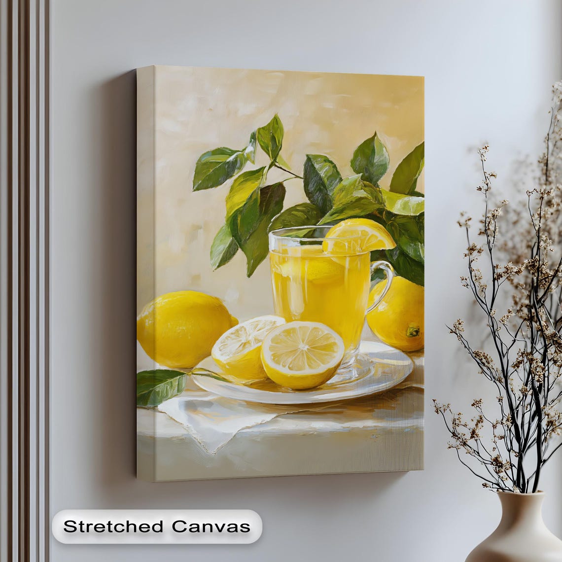 Lemon Tea Glass Still Life Bright Yellow Citrus Kitchen Poster
