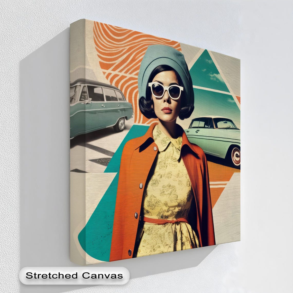 Retro 60s Glamorous Woman With Classic Cars Pop Art Style Poster