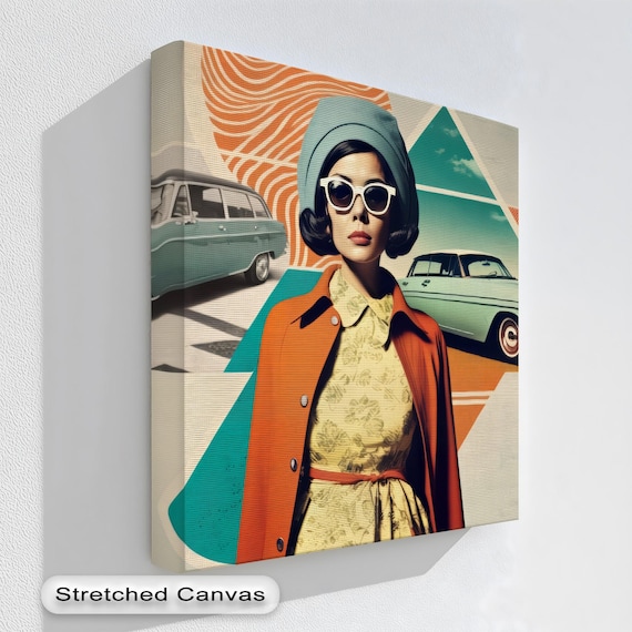 Retro 60s Glamorous Woman With Classic Cars Pop Art Style Poster