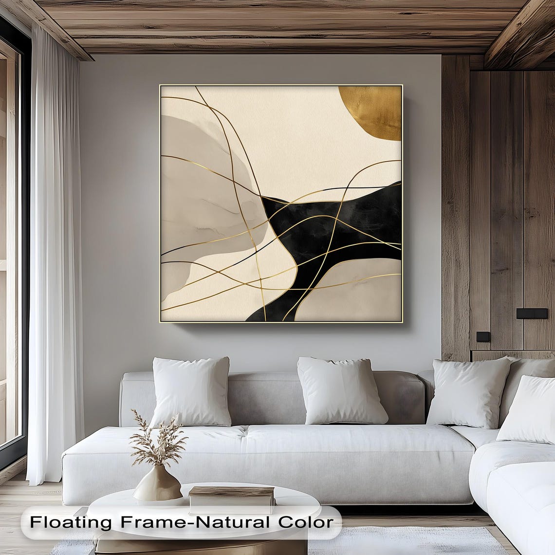 Black Gold Abstract Line Art Minimalist Modern Canvas Wall Art
