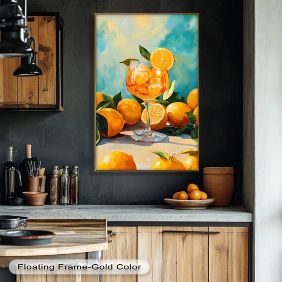 Orange Citrus Cocktail With Lemons Summer Bar Painting Wall Art