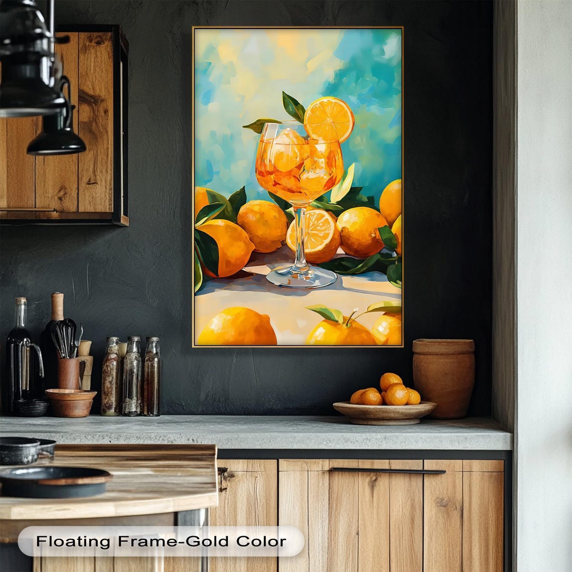 Orange Citrus Cocktail With Lemons Summer Bar Painting Wall Art
