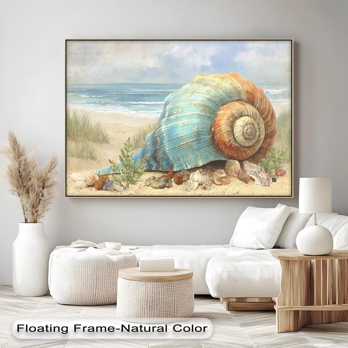 Giant Seashell Beach Turquoise Spiral Shell Coastal Ocean Poster