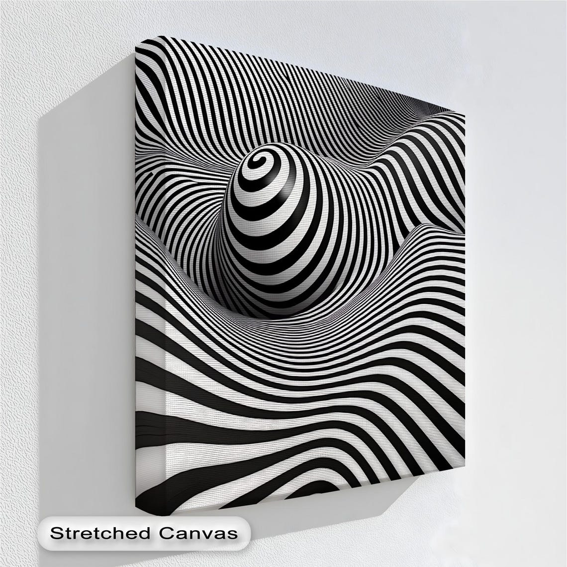 Wavy Striped Vortex Optical Illusion Black White Hypnotic Swirl Poster