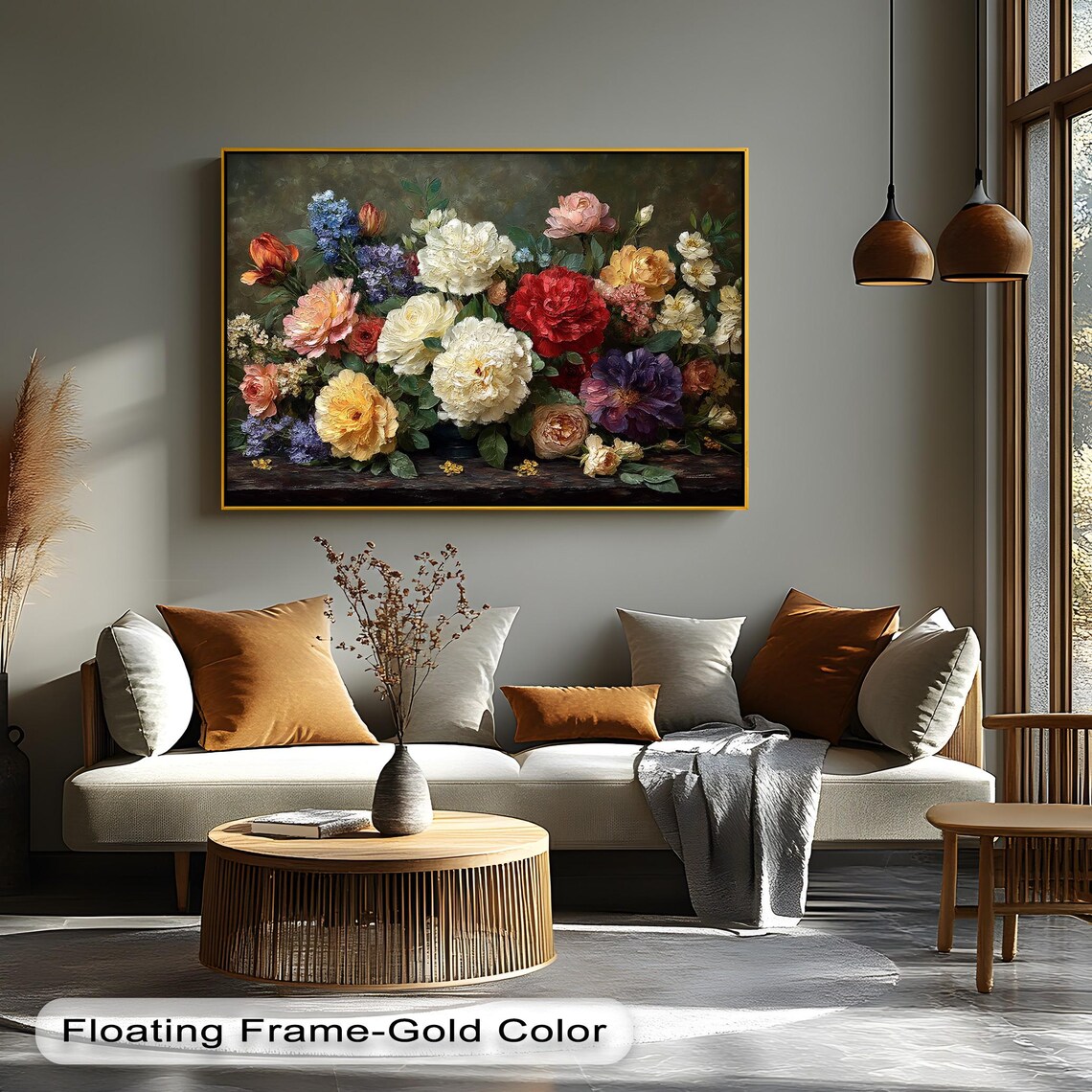 Dark Vintage Baroque Floral Bouquet Oil Painting Style Art Print