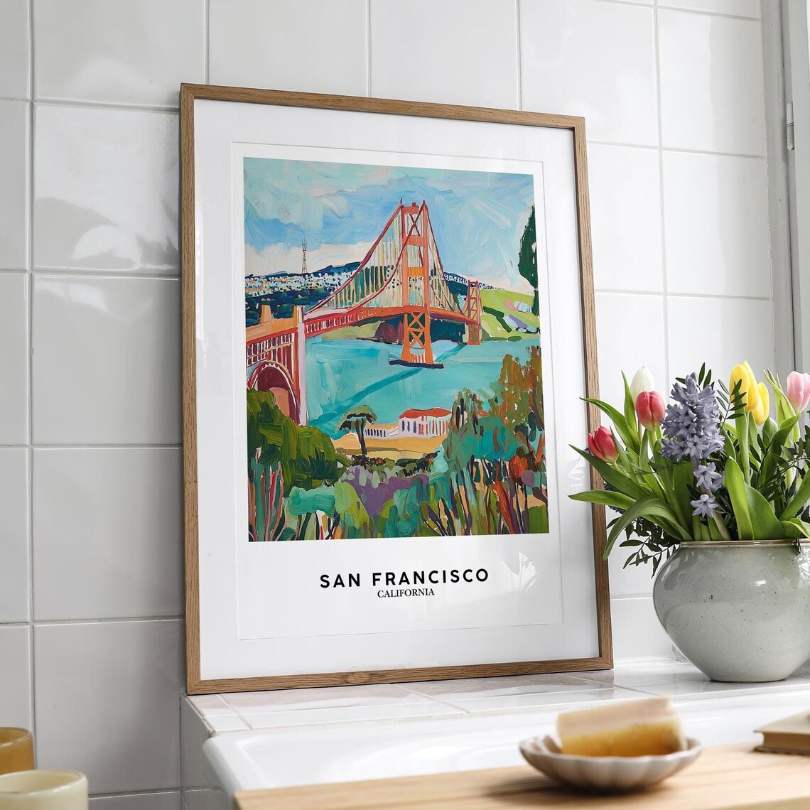 San Francisco Golden Gate Bridge Matisse Inspired Colorful Poster