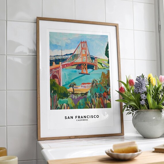 San Francisco Golden Gate Bridge Matisse Inspired Colorful Poster