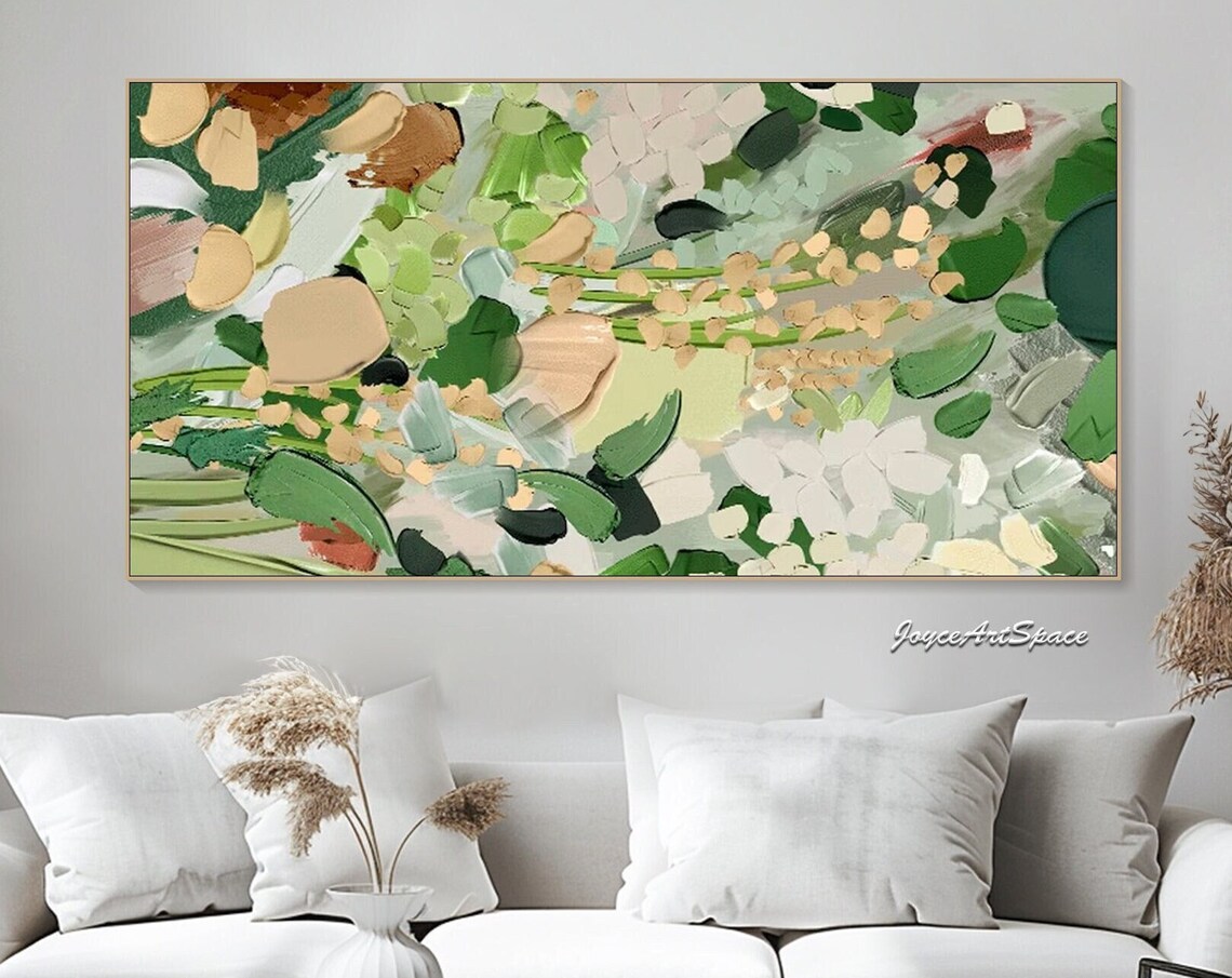 Soft Green Botanical Foliage Abstract 3D Textured Nature Art Poster