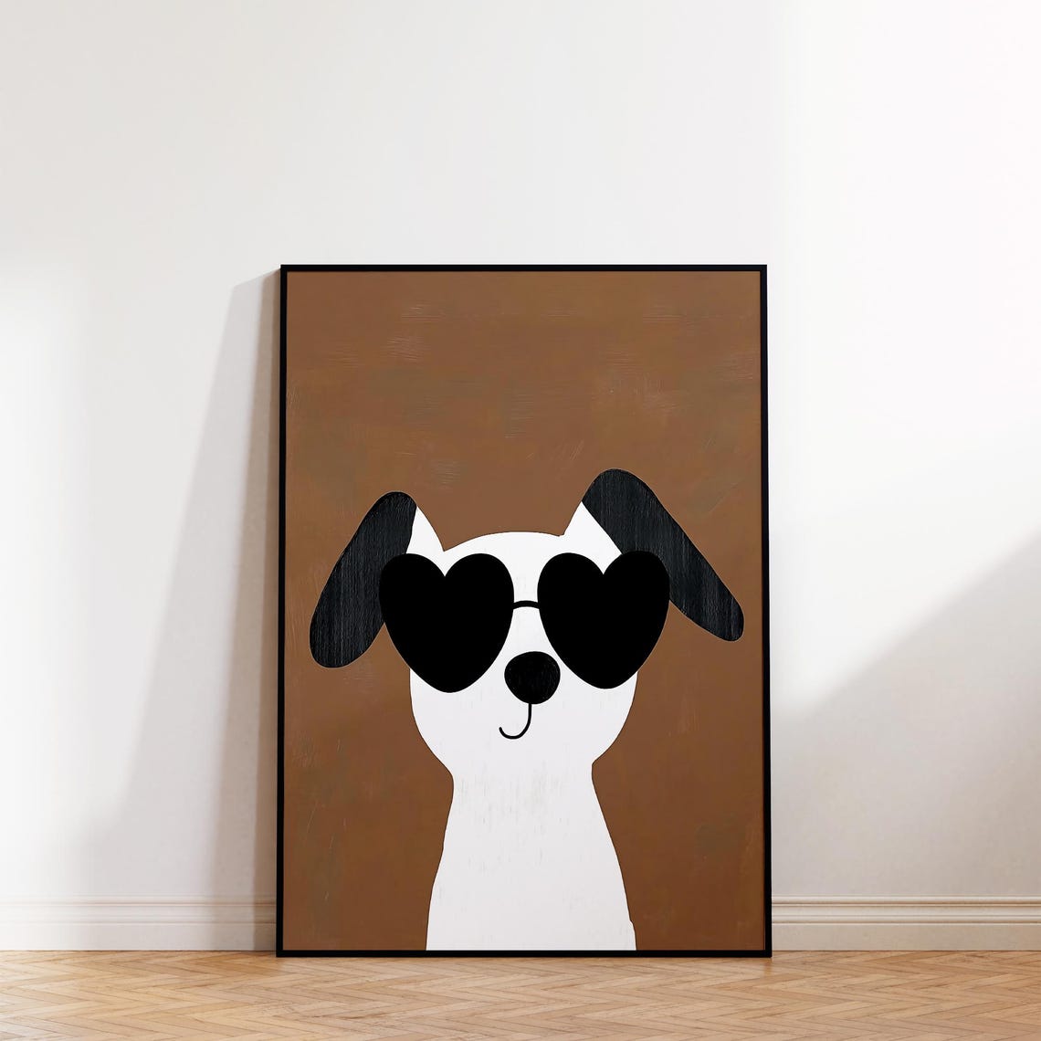 Cool Dog With Heart Sunglasses Cute Modern Nursery Kids Wall Poster - Image 3