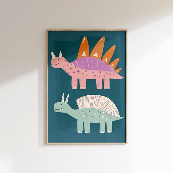 Dinosaur Wall Art Kids Room Decor Cute Dino Print Boys Room Decor Dinosaur Illustration Nursery Art Playroom Poster