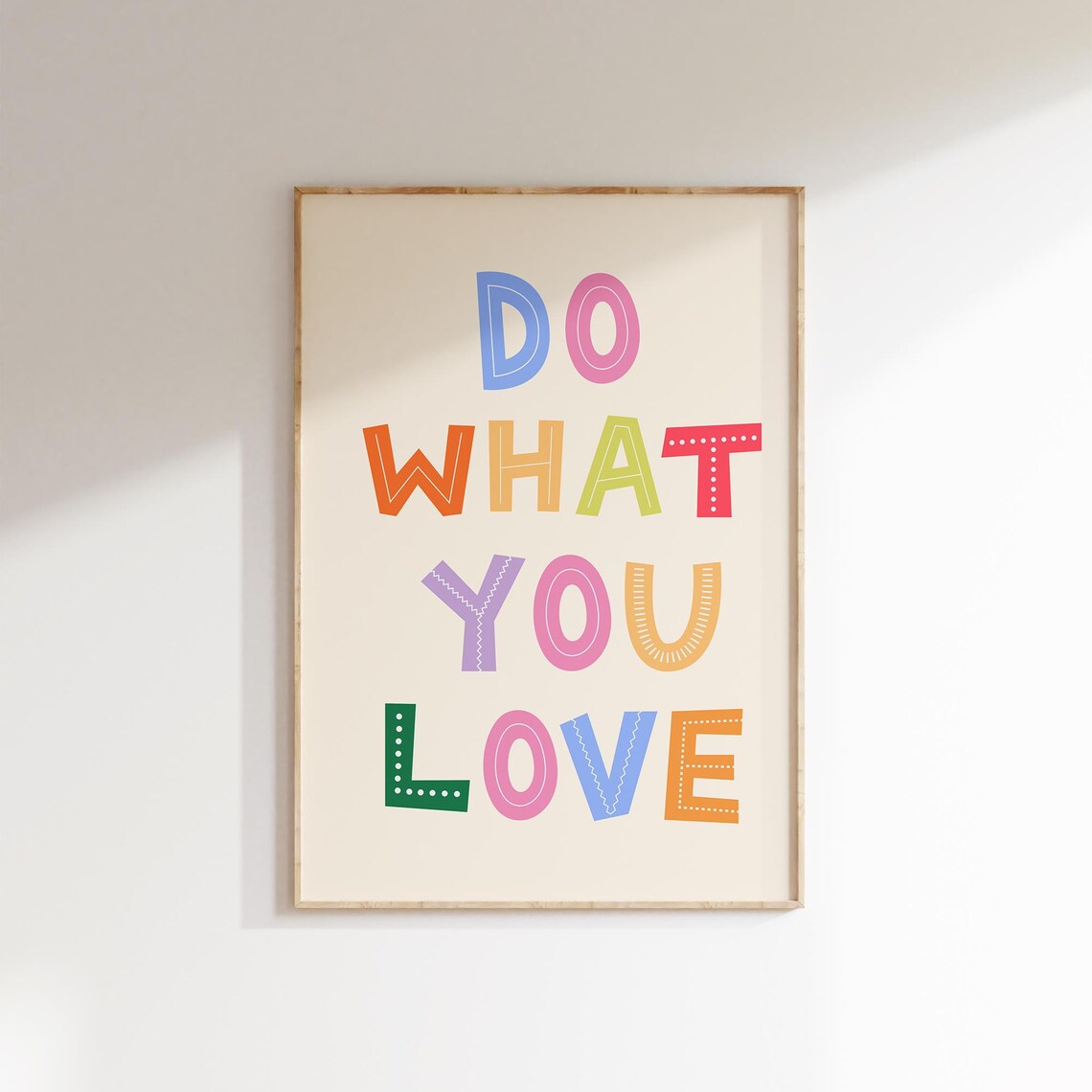 Do What You Love Rainbow Hand Lettered Inspirational Kids Room Poster