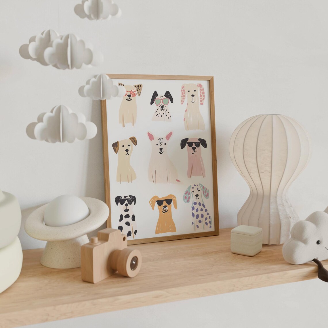 Nine Cute Dog Faces Sunglasses Cool Puppies Kids Room Wall Art Poster - Image 4