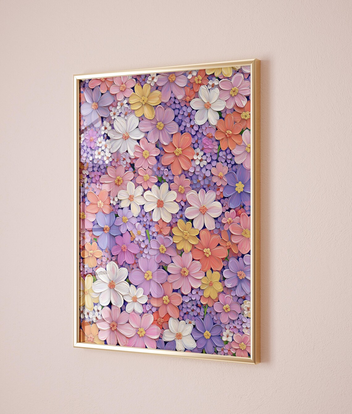 Colorful Cosmos Flower Field Purple Pink Yellow White Bloom Poster
