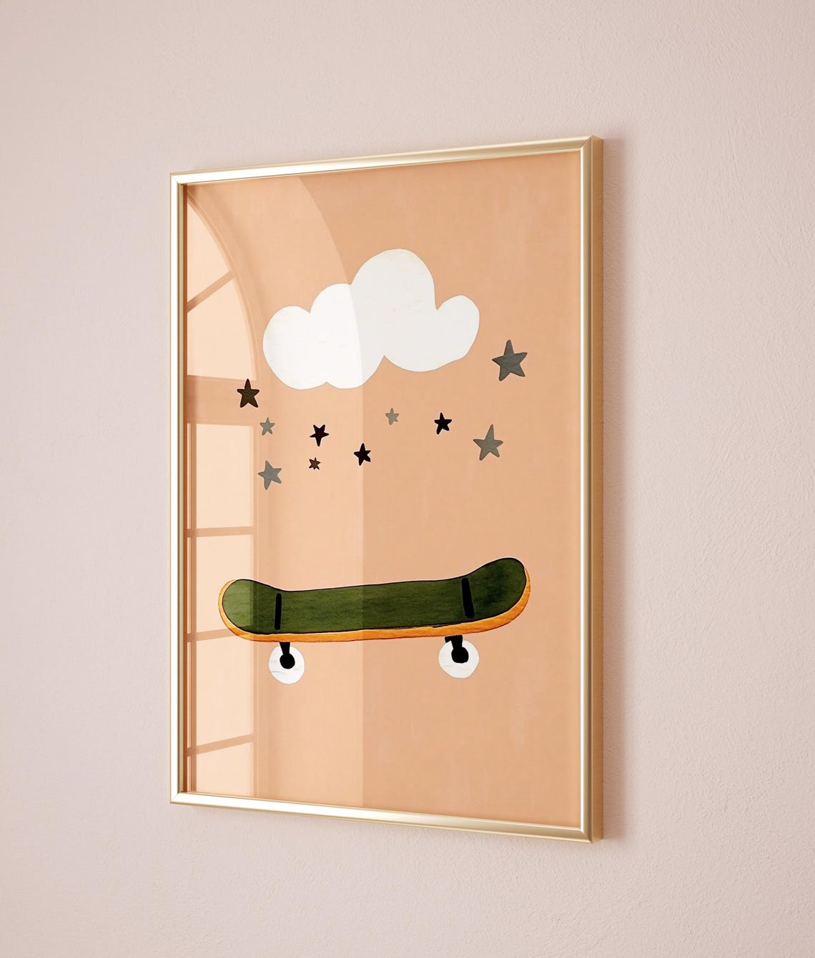Skateboard Star Print Modern Kids Room Art Boys Wall Decor Cloud Nursery Art Sport Print - Image 3