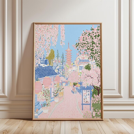 Kyoto Pagoda Temple Cherry Blossom Japanese Street Japan Poster