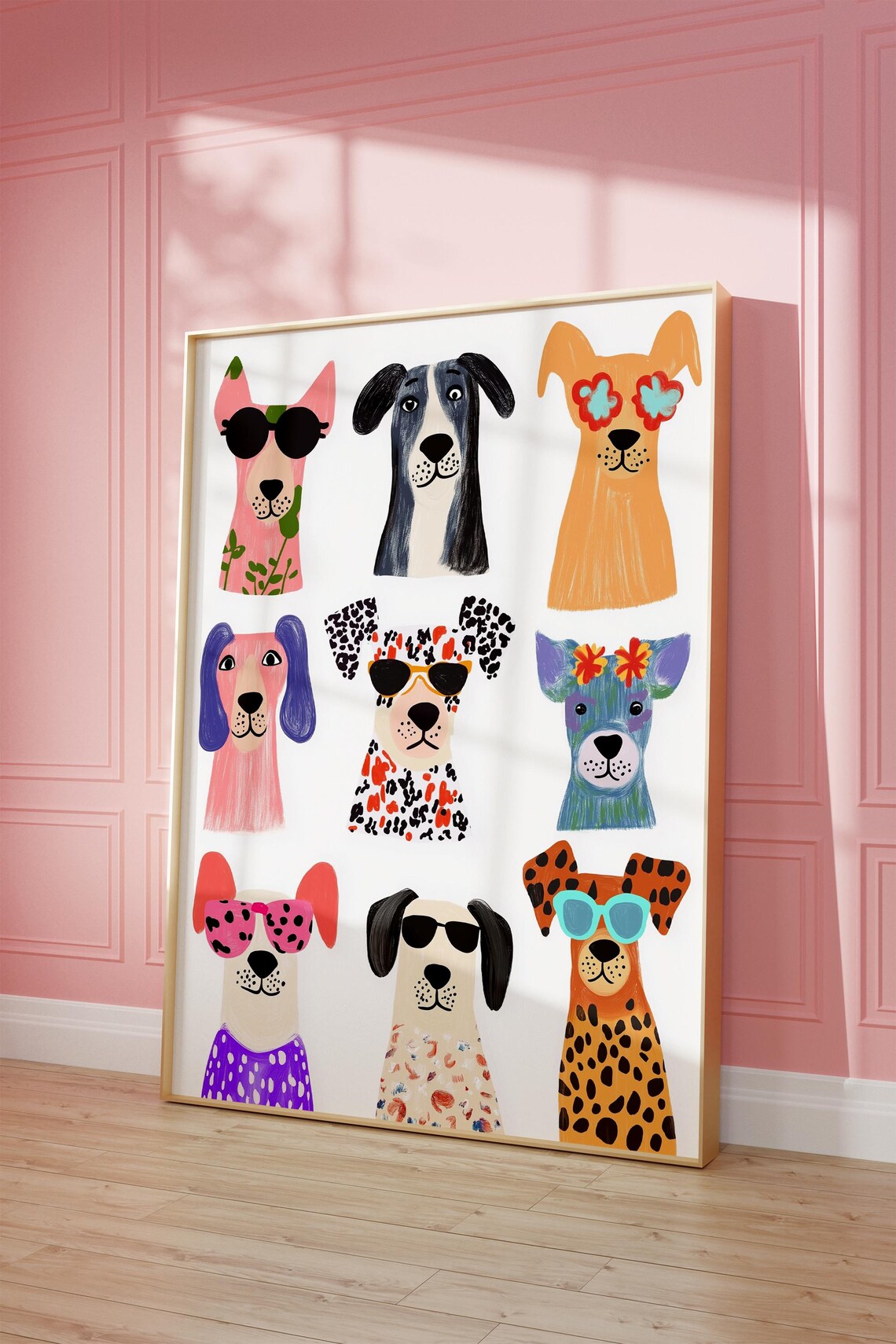 Funny Cool Dogs With Sunglasses Nine Portraits Modern Pet Wall Poster - Image 5
