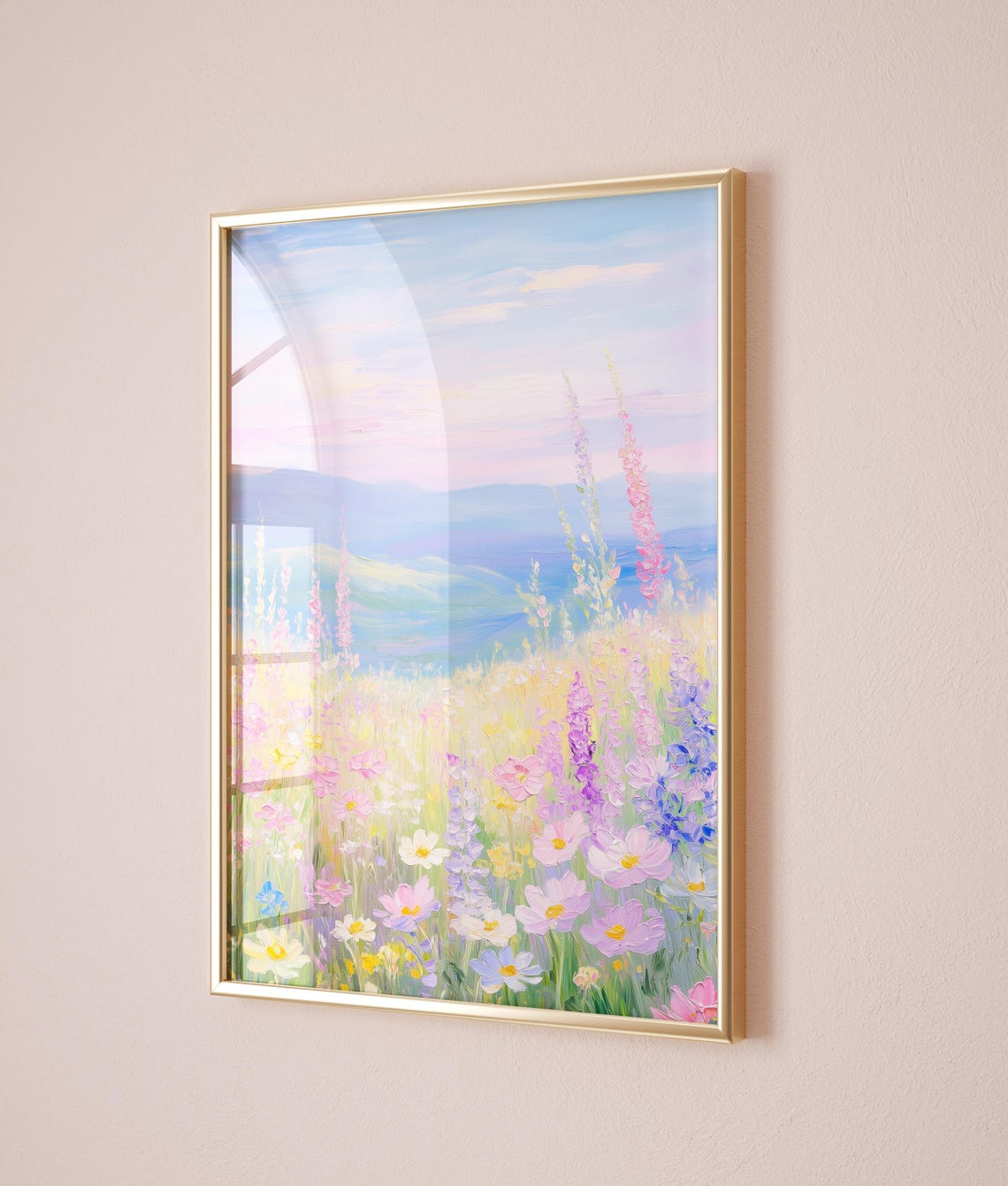 Pastel Wildflower Meadow Morning Light Floral Landscape Art Poster