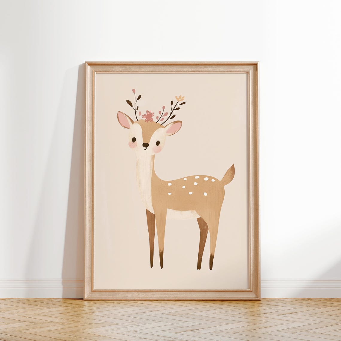 Whimsical Fawn Wall Art Nursery Woodland Animal Print Kids Room Decor Baby Girl Nursery Poster Baby Shower Gift Watercolor Fawn Print
