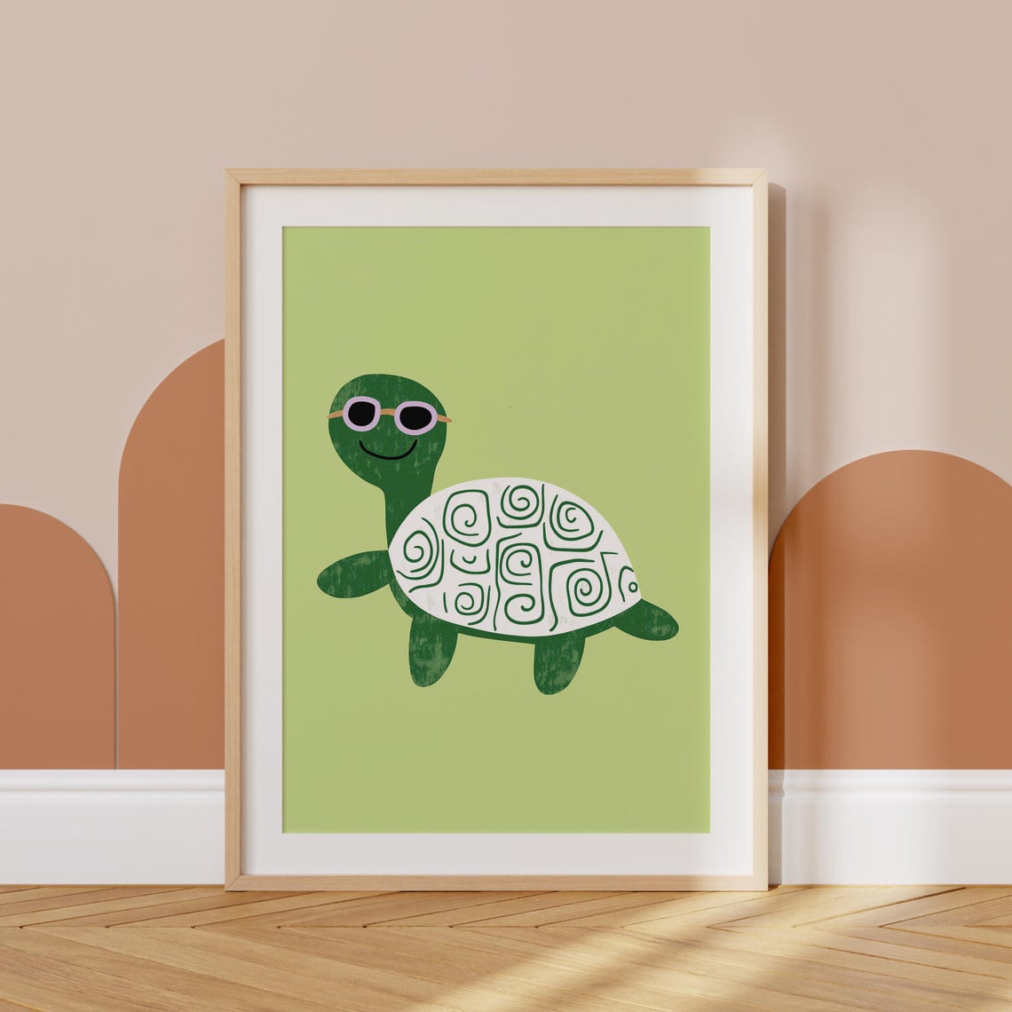 Cool Turtle In Sunglasses Green Nursery Kids Room Art Poster - Image 5