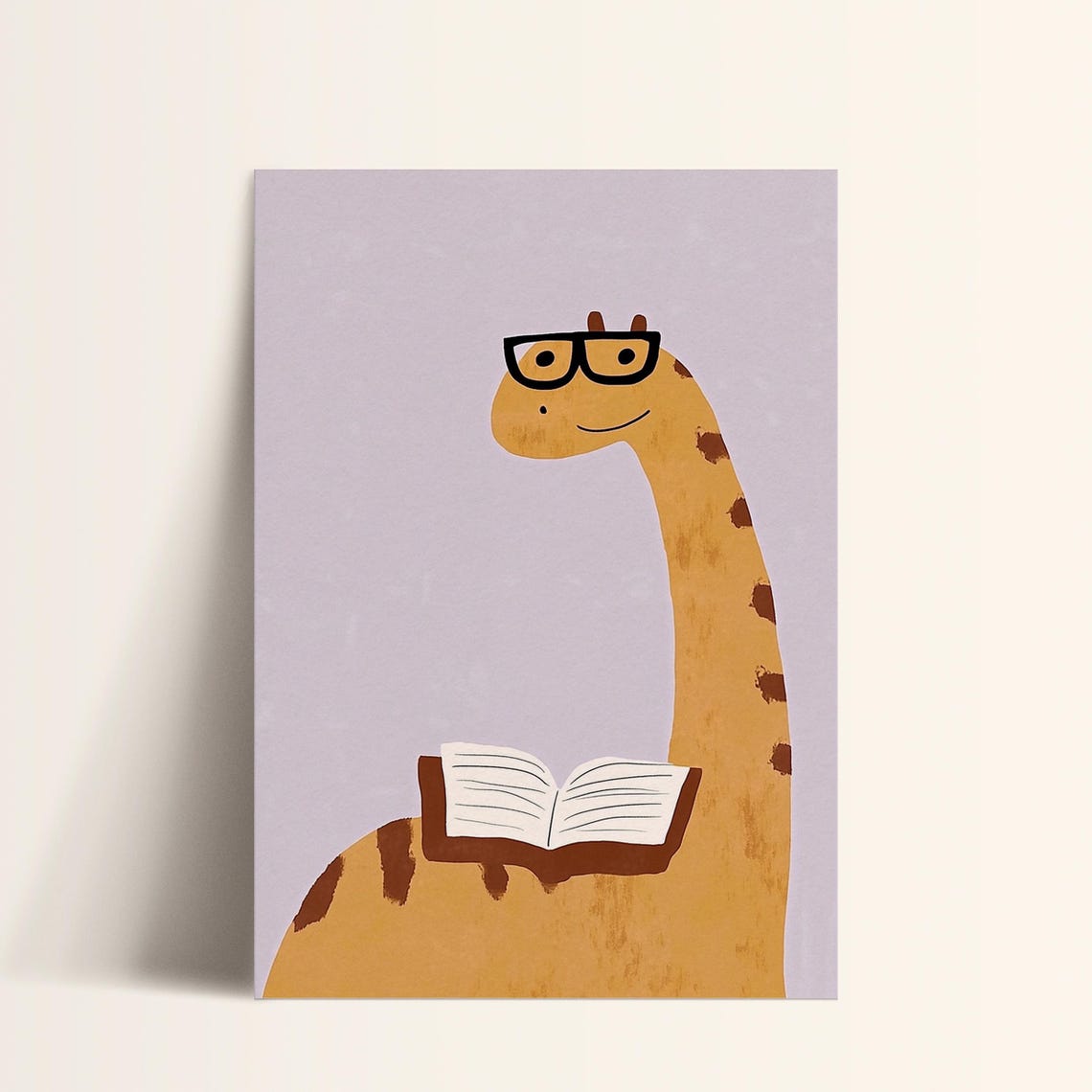 Dinosaur Reading Book Wall Art Kids Room Decor Educational Nursery Playful Animal Poster - Image 2
