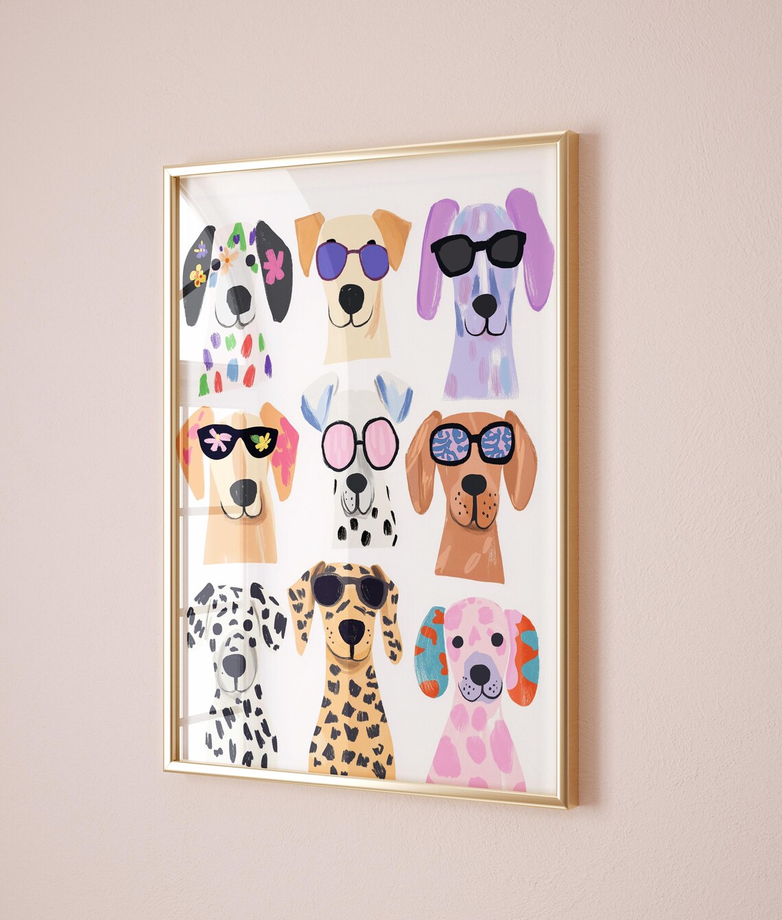 Funny Dogs In Sunglasses Colorful Cool Puppy Faces Animal Wall Art - Image 4