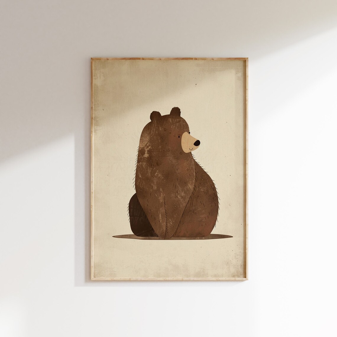Woodland Animal Print Cute Bear Nursery Wall Art Animal Kids Room Decor Forest Animals Beige Gender Neutral Childrens Room Art