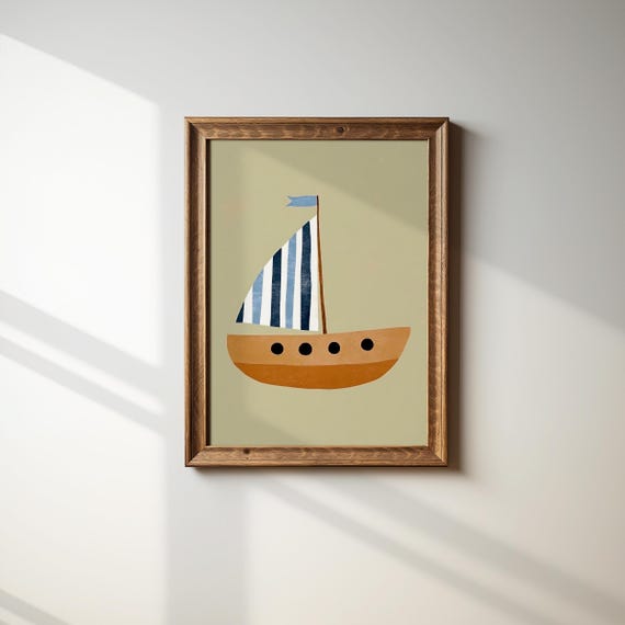 Sailing Boat Print Nautical Nursery Wall Art Kids Room Decor Ocean Adventure Art Boy Room Decor Sailboat Print