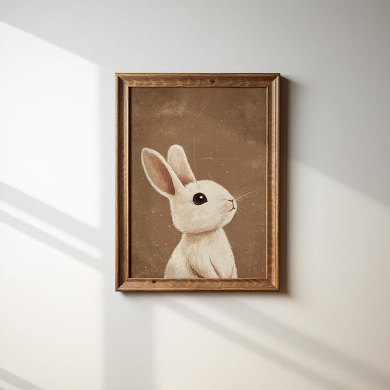 Vintage Nursery Wall Art Cute Rabbit Print Baby Room Decor Art New Baby Gift Animal Prints