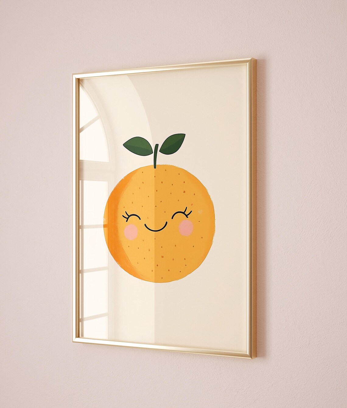Sweet Smiling Orange Fruit Cute Kids Room Nursery Poster Art Decor