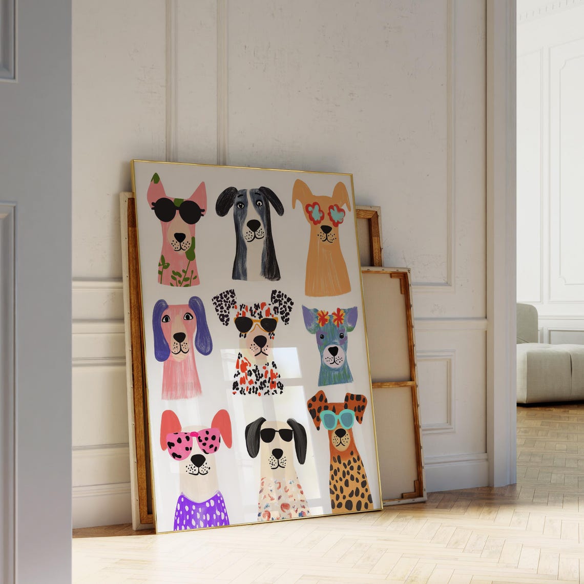 Funny Cool Dogs With Sunglasses Nine Portraits Modern Pet Wall Poster - Image 4