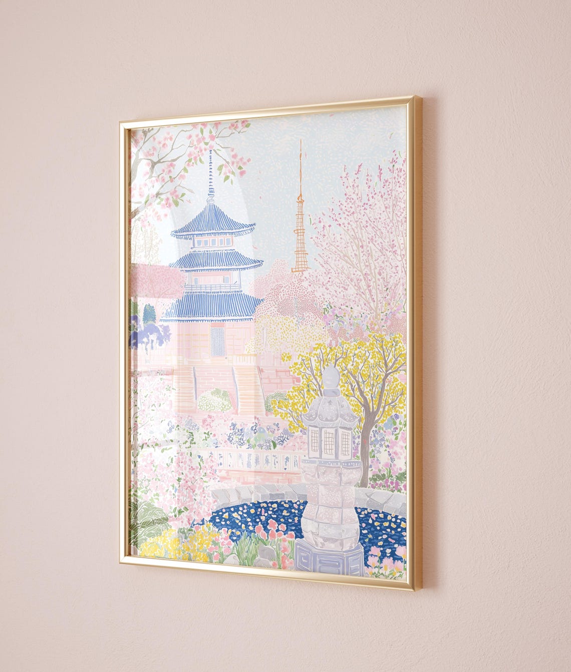 Tokyo Tower Cherry Blossom Pink Pagoda Japanese Garden Spring Poster - Image 5