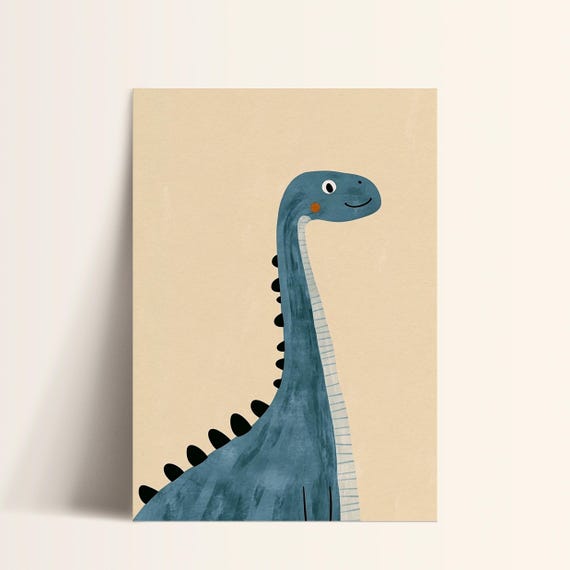 Kidsblue Brachiosaurus Wall Art Kids Room Decor Dinosaur Nursery Poster Playroom Toddler Wall Art Whimsical Dinosaur Poster