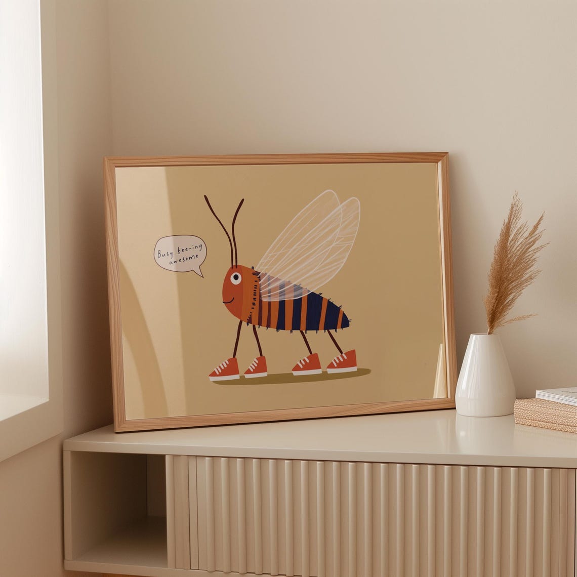 Busy Bee-ing Awesome Cute Bee Sneakers Funny Kids Room Bug Art Poster - Image 4