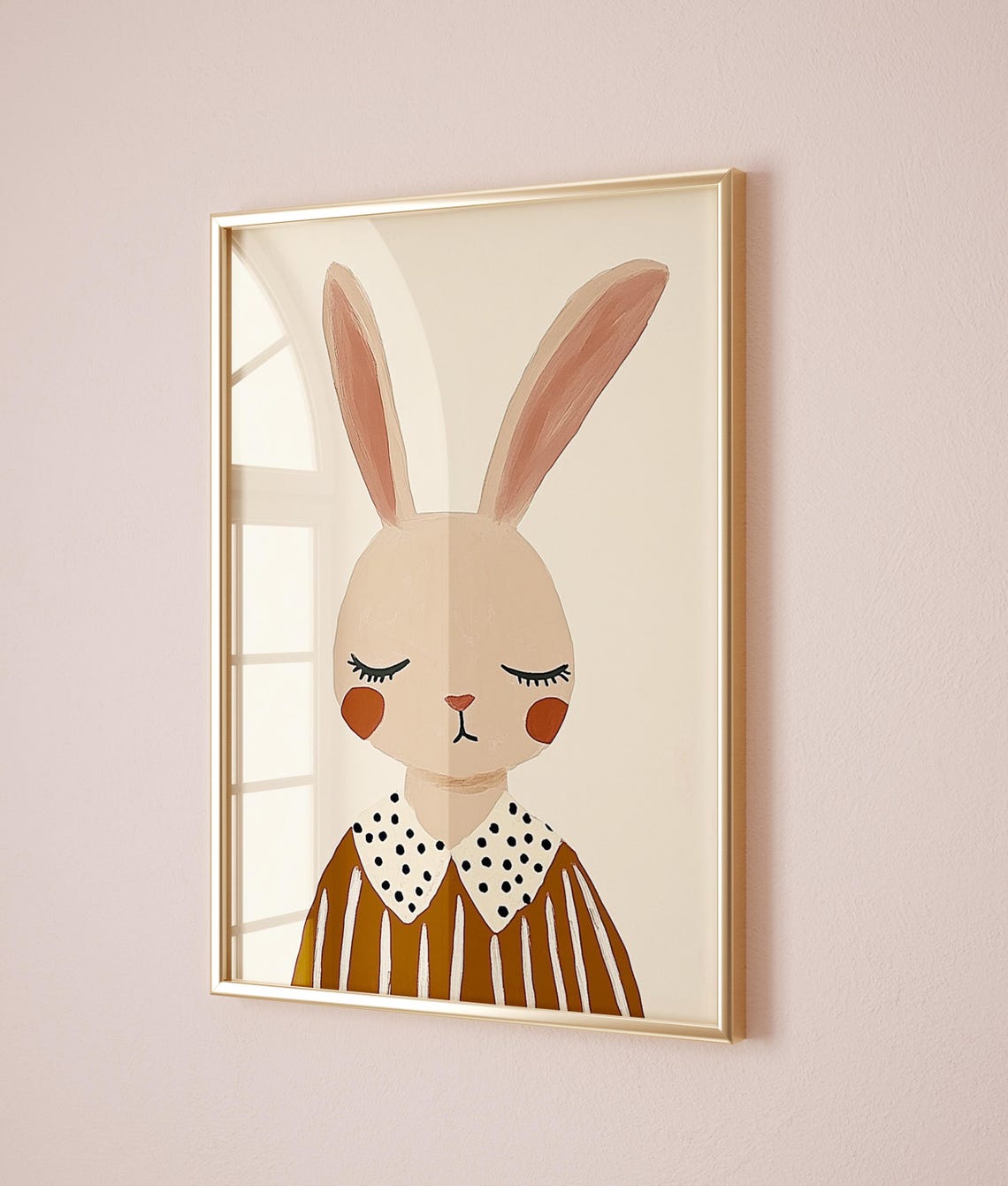 Neutral Bunny Portrait Minimalist Scandinavian Nursery Art Poster - Image 5