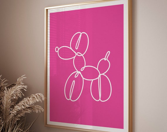 Balloon Dog Pink Wall Print Aesthetic Modern Girly Room Decor Funny Wall Art Poster For Dorm Wall Decor Dorm Wall Art Pink Decor