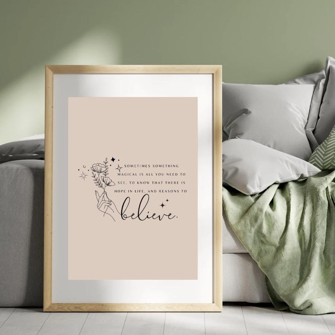 Sometimes Something Magical Believe Hope Floral Quote Poster - Image 2