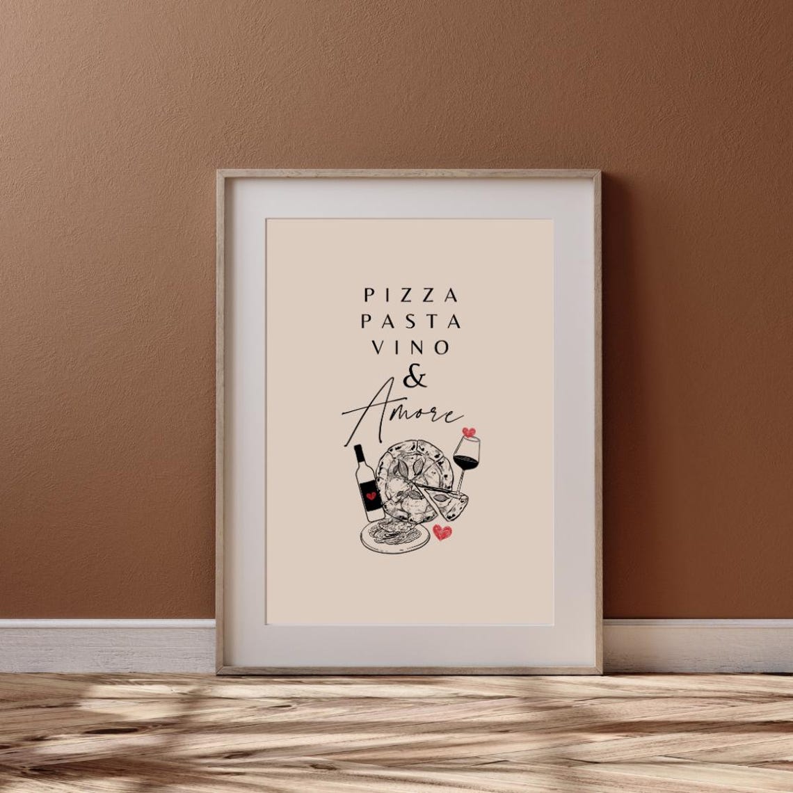 Pizza Pasta Vino Amore Italian Kitchen Food Illustration Poster - Image 3