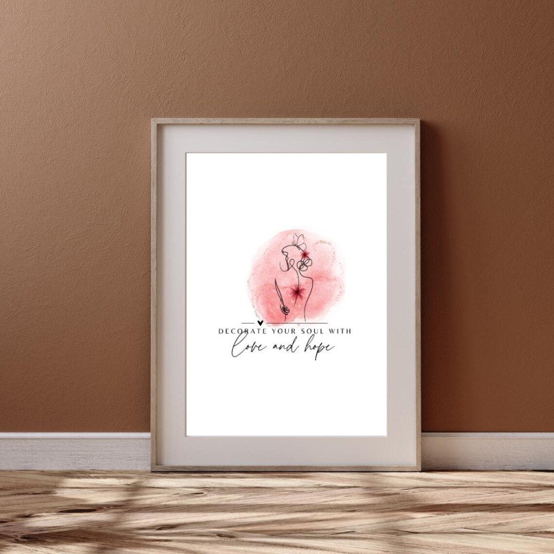 Decorate Your Soul With Love and Hope White Line Art Quote Poster