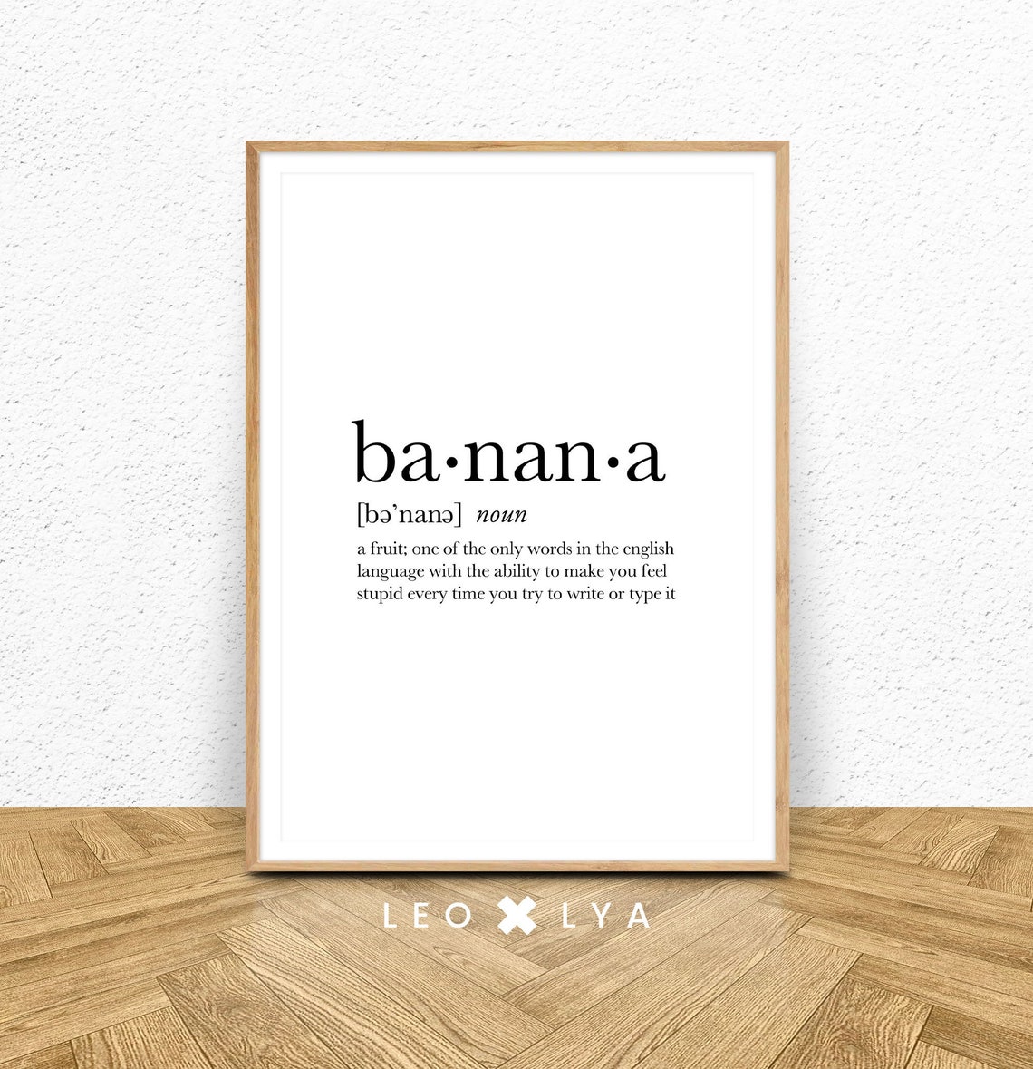 Banana Definition Funny Dictionary Art Poster for Kitchen Wall Decor