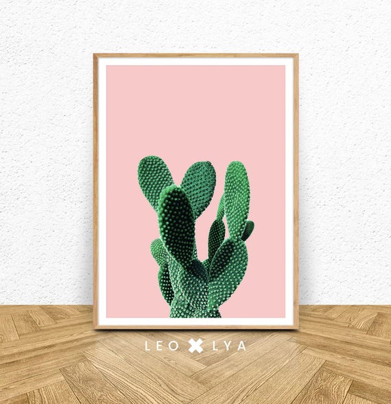 Color Cactus Print, Modern Minimal Botanical Art