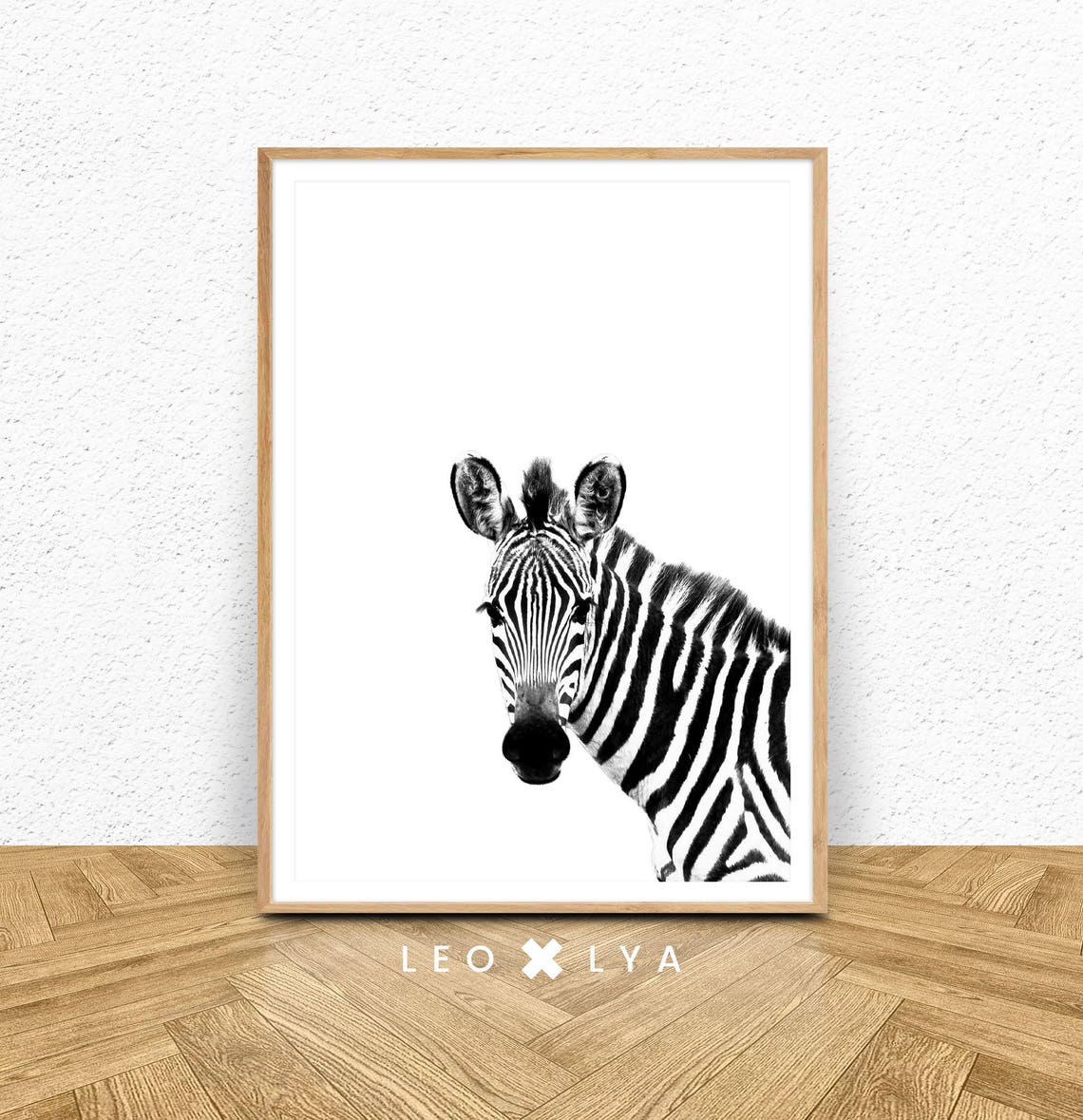 Zebra Portrait Black and White Wildlife Photo Poster for Nursery Decor