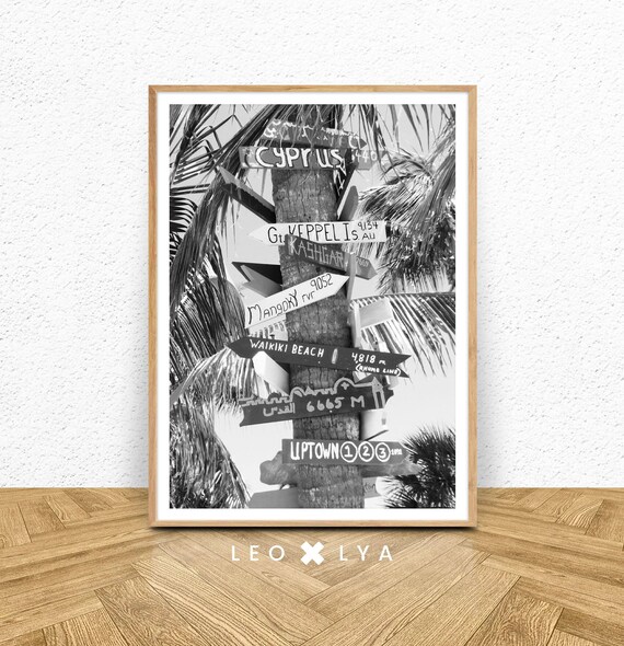 Beach Wall Art Large Palm Print Decor Beach Sign Beach House Palm Tree Print Tropical Print Coastal Print Surf Art Print Beach Print