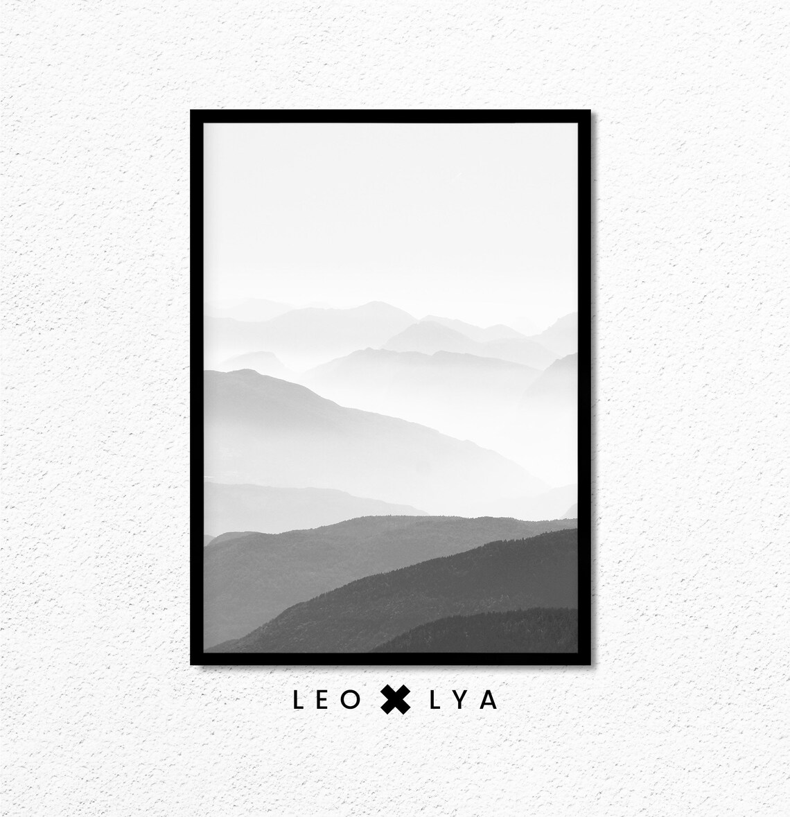 Mountain Print Set, Minimalist Black and White Landscape