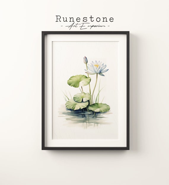 Vintage Botanical Lily Pad Sketch Tropical Boho Wall Art Minimalist Bohemian Hand Drawn Nature Print