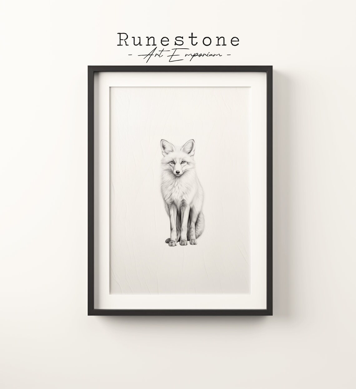 Minimalist Fox Sketch Vintage Art Print